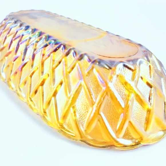 Iridescent Marigold Carnival Glass Bread Bowl - Picture 4 of 5